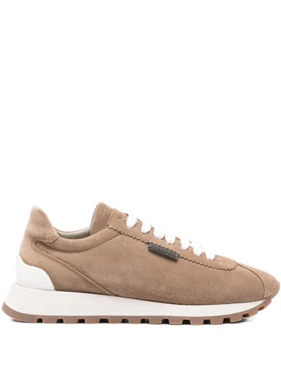 Brunello Cucinelli Sneakers Woman Color Brown In Animal Print
