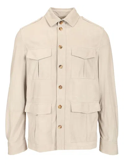 Brunello Cucinelli Suede Safari Jacket Jackets Beige