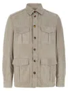 Brunello Cucinelli Suede Saharan Jacket Casual Jackets And Parka Gray