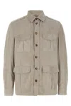 Brunello Cucinelli Suede Saharan Jacket Casual Jackets And Parka Gray