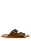 Brunello Cucinelli Adjustable Brown Suede Sandals In Brown