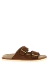 Brunello Cucinelli Adjustable Brown Suede Sandals In Brown