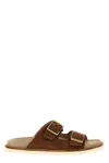 Brunello Cucinelli Adjustable Brown Suede Sandals In Brown