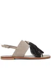 Brunello Cucinelli Chic Tassel Detail Flat Sandals In 灰色