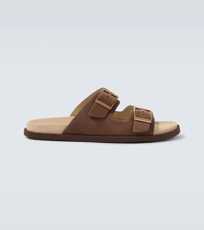 Brunello Cucinelli Suede Sandals In Brown