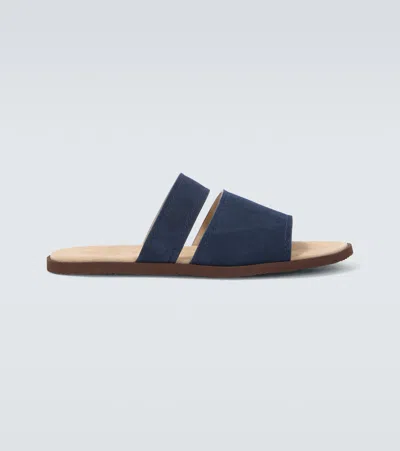 Brunello Cucinelli Suede Sandals In Blue