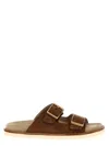 Brunello Cucinelli Adjustable Brown Suede Sandals In Brown