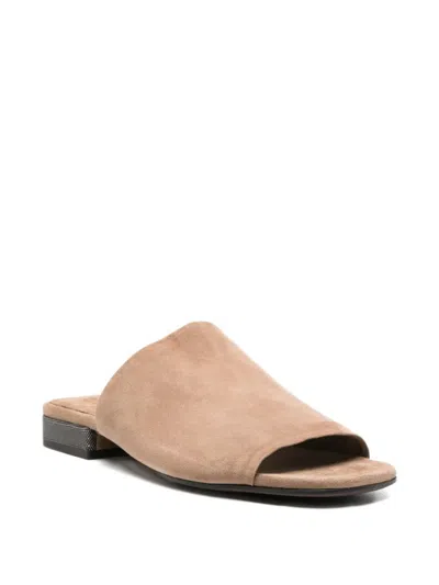 Brunello Cucinelli Suede Sandals In Brown