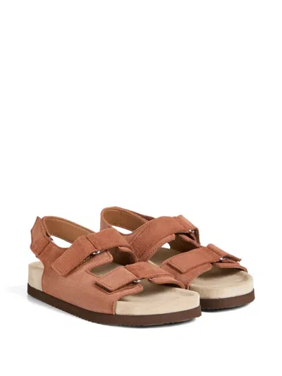 Brunello Cucinelli Kids' Suede Sandals In Brown