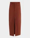Brunello Cucinelli Suede Sartorial Skirt With Front Slit