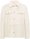 Brunello Cucinelli Suede Shearling-collar Jacket In Neutrals