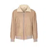 Brunello Cucinelli Bomber Jacket With Shearling Collar And Ribbed Finish In Brown