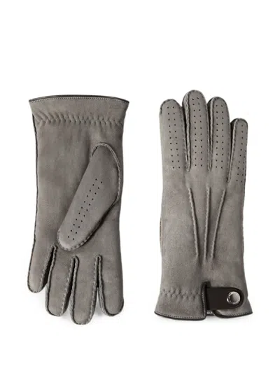 Brunello Cucinelli Suede Shearling Gloves In Gray