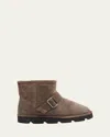 Brunello Cucinelli Suede Shearling-lined Ankle Boots In Brown