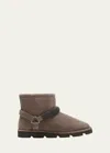 Brunello Cucinelli Suede Shearling Monili Harness Boots In C8212 Grey