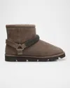 Brunello Cucinelli Suede Shearling Monili Harness Boots In C8212 Grey