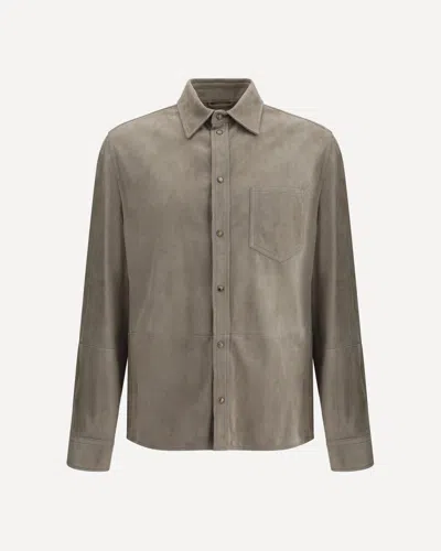 Brunello Cucinelli Suede Shirt In Brown