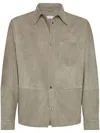 Brunello Cucinelli Khaki Coat With Classic Collar In 中性色