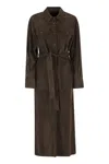 Brunello Cucinelli Women Suede Shirt Dress With Necklace In Multi