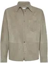 Brunello Cucinelli Khaki Coat With Classic Collar In Neutrals