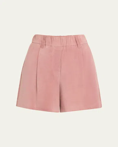 BRUNELLO CUCINELLI PLEATED SUEDE PULL-ON SHORTS