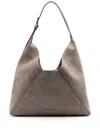 Brunello Cucinelli Bc Duo Mini Suede Leather Hobo Handbag In Brown