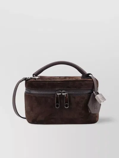 Brunello Cucinelli Suede Shoulder Bag Leather Handle