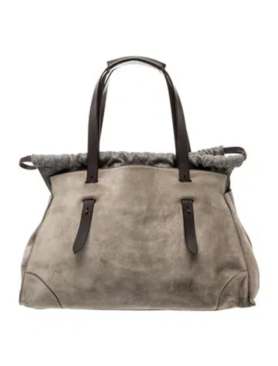 Pre-owned Brunello Cucinelli Suede Shoulder Bag In Neutral