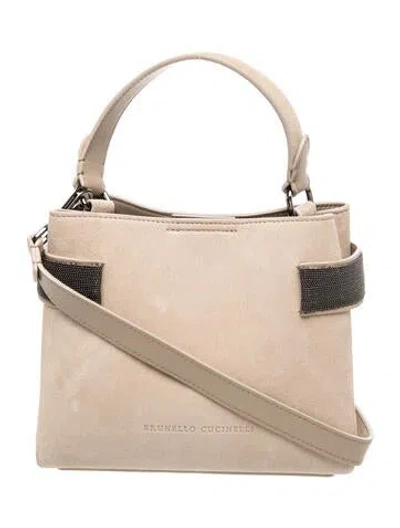 Pre-owned Brunello Cucinelli Suede Shoulder Bag In Neutral