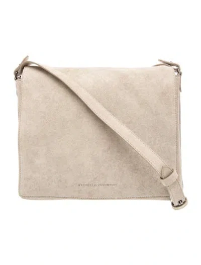 Pre-owned Brunello Cucinelli Suede Shoulder Bag In Neutral