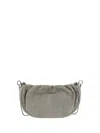 Brunello Cucinelli Shoulder Bag Suede Ruffled Detail In Sage