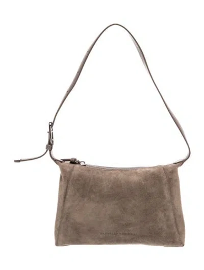 Pre-owned Brunello Cucinelli Suede Shoulder Bag W/ Tags In Neutral
