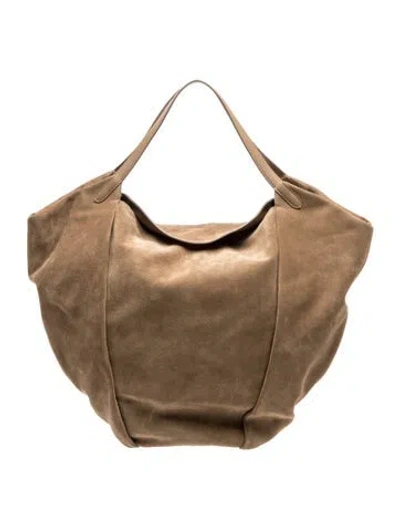 Pre-owned Brunello Cucinelli Suede Shoulder Bag W/ Tags In Neutral
