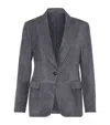 Brunello Cucinelli Suede Single-breasted Blazer In Grey