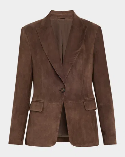 BRUNELLO CUCINELLI SUEDE SINGLE-BREASTED BLAZER JACKET