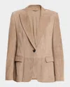 Brunello Cucinelli Suede Single-breasted Blazer Jacket In Brown