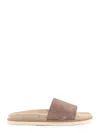 Brunello Cucinelli Suede Leather Sandals In Brown