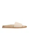 Brunello Cucinelli Suede Slides In Beige