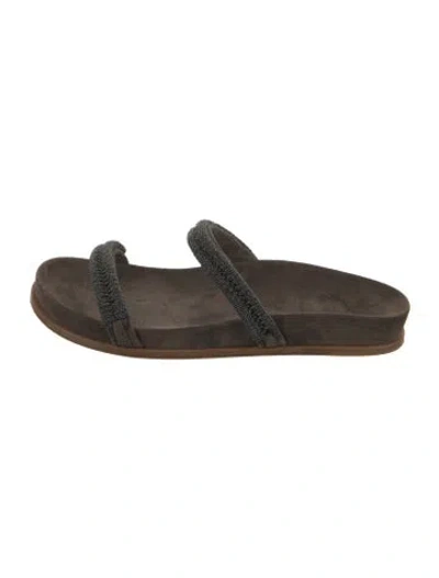 Pre-owned Brunello Cucinelli Suede Slides In Brown