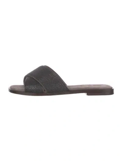 Pre-owned Brunello Cucinelli Suede Slides In Gray