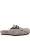 Brunello Cucinelli Suede Slides In Grey