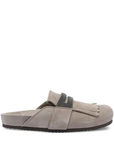 BRUNELLO CUCINELLI SUEDE SLIDES