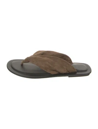 Pre-owned Brunello Cucinelli Suede Slides In Neutral