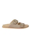 Brunello Cucinelli Suede Slides In Nude
