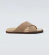Brunello Cucinelli Men Low Suede Sandals In Nude