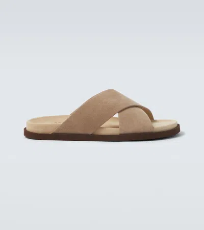 BRUNELLO CUCINELLI SUEDE SLIDES