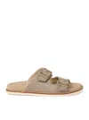 Brunello Cucinelli Suede Slides In Brown