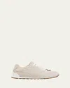 Brunello Cucinelli Suede Slim Runner Sneakers In Quarzo