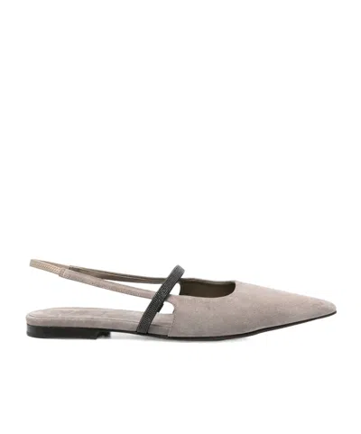 BRUNELLO CUCINELLI SUEDE SLINGBACK BALLERINAS