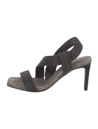 Pre-owned Brunello Cucinelli Suede Slingback Pumps In Black